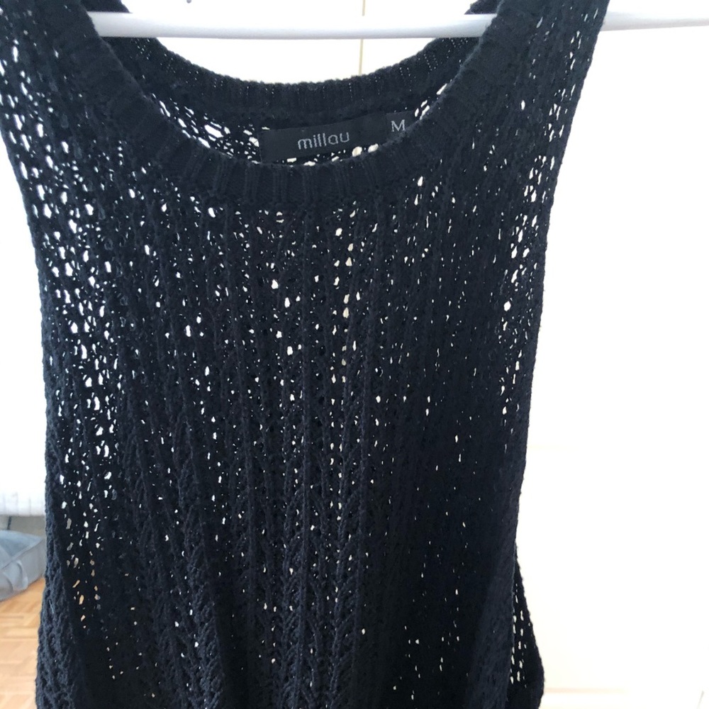 LF millau black distressed knit cropped tank